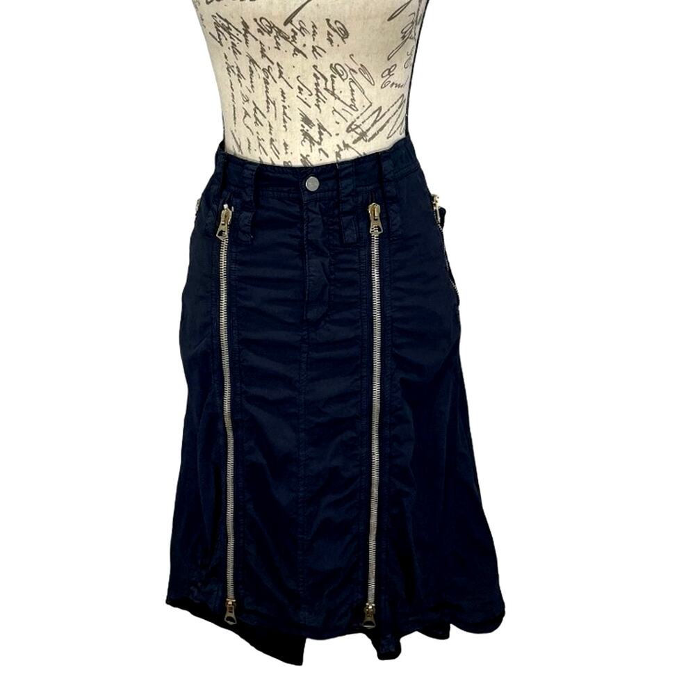 Vintage Y2K No.l.ita Skirt Black Goth Punk Chunky Zipper Hi-Low 28" Waist